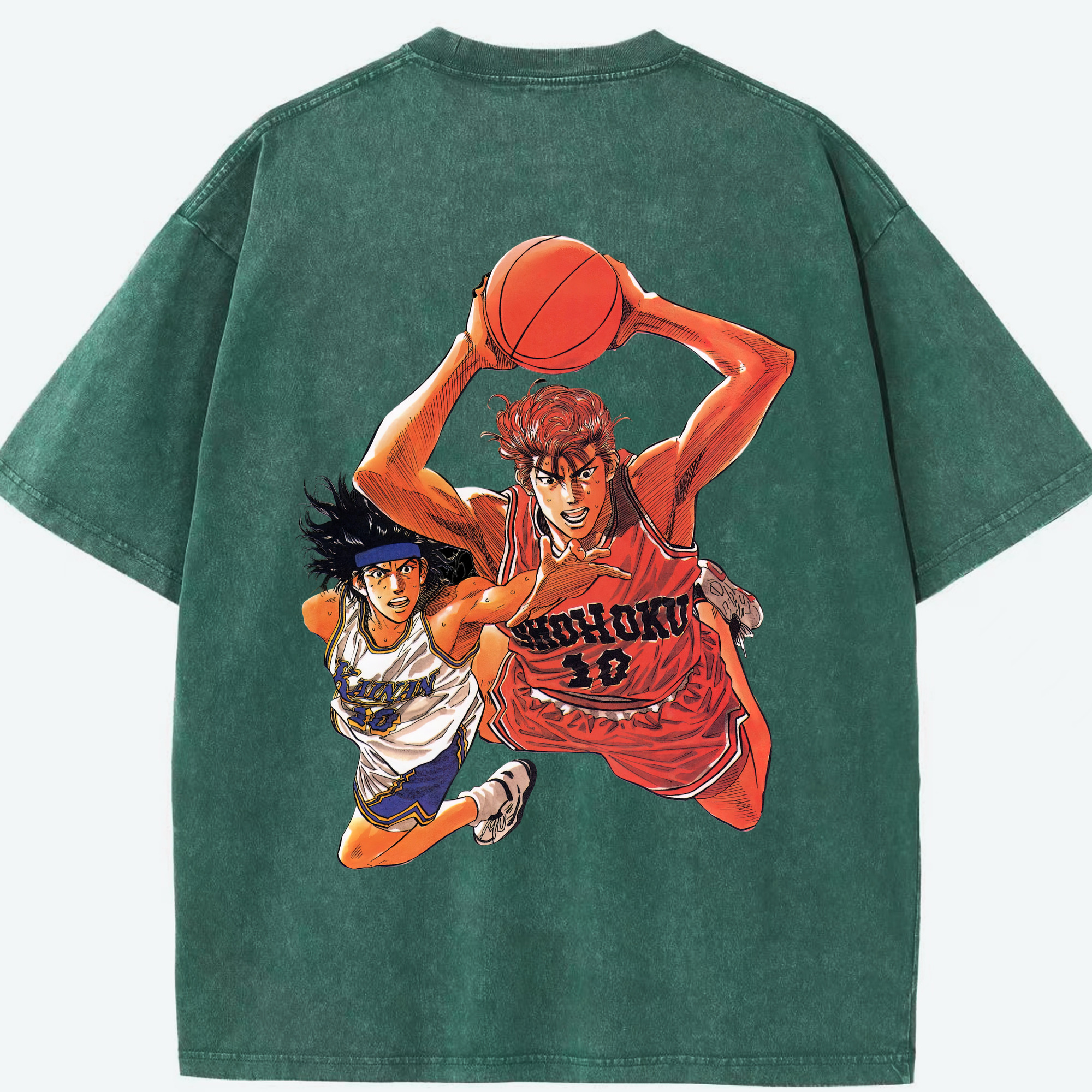 SLAM DUNK／スラムダンク 綿100% ヴィンテージ風 半袖Tシャツ（背面プリント）